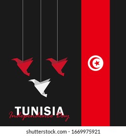 Vector del Día de la Independencia con las banderas de Túnez. Celebración del Día de la Independencia de Túnez el 20 de marzo. Ilustración vectorial