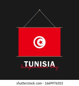 Vector of Independence Day with Tunisia Flags. Celebration of Tunisia Independence Day on March 20. Vector Illustration