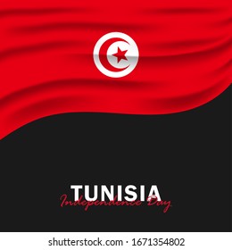Vector del Día de la Independencia con las banderas de Túnez. Celebración del Día de la Independencia de Túnez el 20 de marzo. Ilustración vectorial