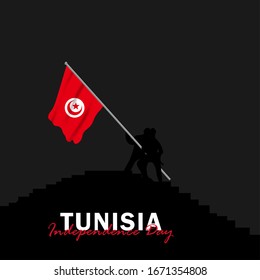Vector of Independence Day with Tunisia Flags. Celebration of Tunisia Independence Day on March 20. Vector Illustration