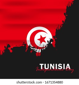 Vector of Independence Day with Tunisia Flags. Celebration of Tunisia Independence Day on March 20. Vector Illustration