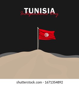 Vector del Día de la Independencia con las banderas de Túnez. Celebración del Día de la Independencia de Túnez el 20 de marzo. Ilustración vectorial