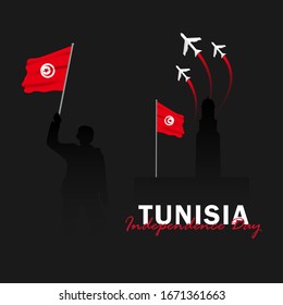 Vector of Independence Day with Tunisia Flags. Celebration of Tunisia Independence Day on March 20. Vector Illustration