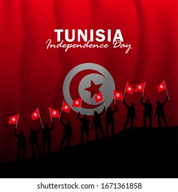 Vector of Independence Day with Tunisia Flags. Celebration of Tunisia Independence Day on March 20. Vector Illustration