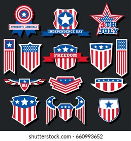 Vector Independence Day USA Flag Patriotic Stickers