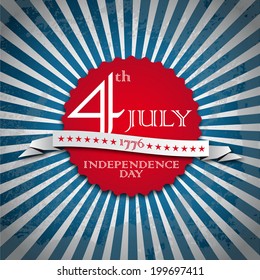 Vector independence day vintage badge, retro background poster