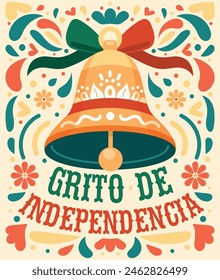 Vector Independence shout Mexico tricolor bell