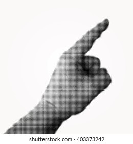 vector index finger in dotted halftone raster