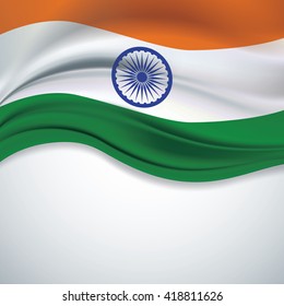 Vector India flag blowing in the wind on white background.