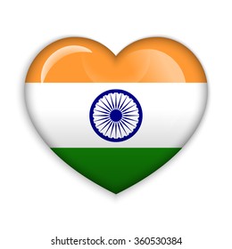 Vector - India Flag Heart Glossy Button