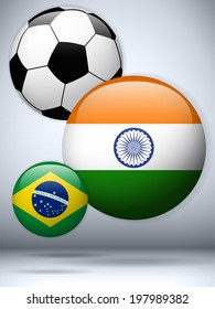 Vector - India Flag with Soccer Ball Background