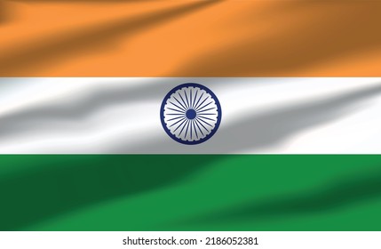 Vector India Flag Waving Realistic Flowing Flags