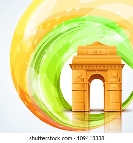 vector india gate with indian flag design