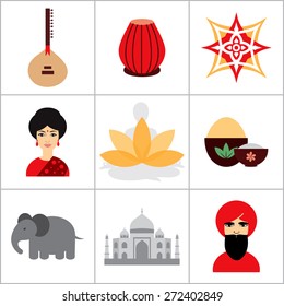 Vector India icon and symbols