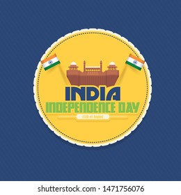Vector India Independence Day, 15 August Celebration Card, Badges Vector Design