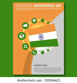 Vector India Independence Day Flyer template. Creative Brochure Title Page. National Day Leaflet design element. vector illustration