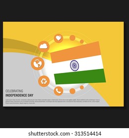 Vector India Independence Day Flyer template. Creative Brochure Title Page. National Day Leaflet design element. vector illustration