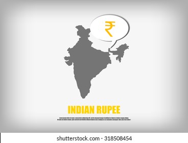 Vector : India map and Indian Rupee symbol in bubble quote