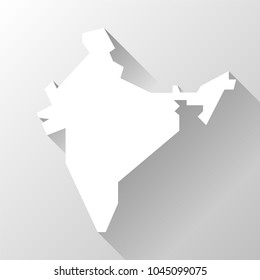 vector india map, long shadow, simple illustration.