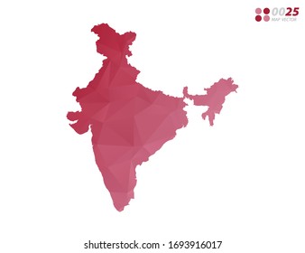 Vector of India map red polygon triangle mosaic with white background. style gradient.