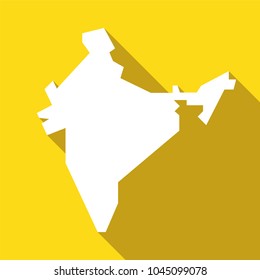 vector india map yellow, long shadow, simple illustration.