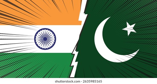 Vector India Pakistan flags side by side