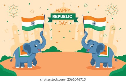 Vector India Republic day greeting banner illustration with India Flag Happy India republic day post