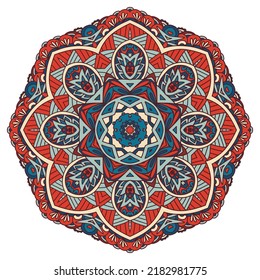 Vector indian art mandala. Ethnic design with colorful ornament. Arabesque medallion vector doodle graphic