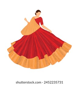 vector indian bride illustration wearing lehenga choli vivah ceremony