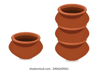 vector of Indian clay pots for Pongal festival. Eps 10.