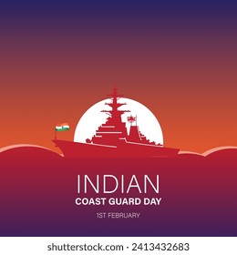 Vector of Indian Coast Guard Day 2024 for Social Media, 1st February
