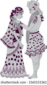 Vector of Indian couple in wedding ceremony