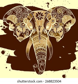 Vector Indian Decorative Elephant on the Henna Indian Ornaments