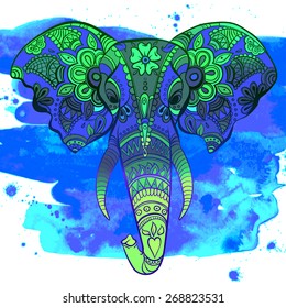 Vector Indian Decorative Elephant on the Henna Indian Ornaments