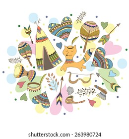 vector Indian doodle illustration - funny doodle style