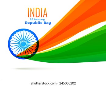 vector indian flag design made in wave style in tricolor