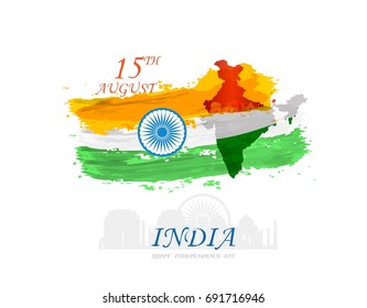 vector indian flag in grunge style design with map india