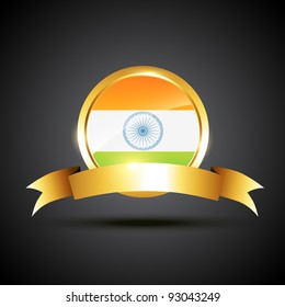 vector indian flag label in tricolor