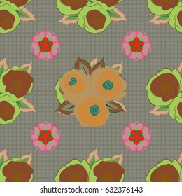 Vector Indian floral Paisley patten. Seamless ornament print in green, brown and violet colors. Ethnic towel, henna style. Can be used for greeting or business cards, backdrop, fabric or textile.