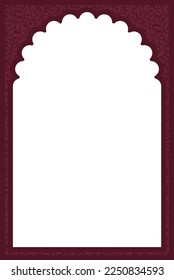 Vector Indian frame with leaves texture on white background
