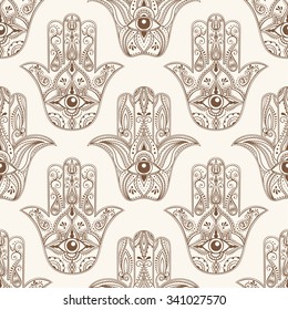 Vector Indian hamsa symbol seamless pattern