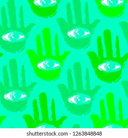 Vector Indian hand drawn hamsa symbol seamless pattern