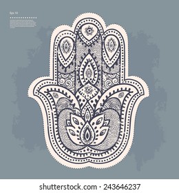 Vector Indian hand drawn hamsa symbol