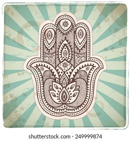 Vector Indian hand drawn hamsa symbol 