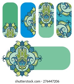 Vector Indian hand drawn hamsa .Banners