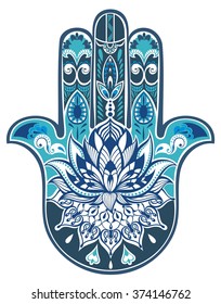 Vector Indian hand drawn hamsa symbol