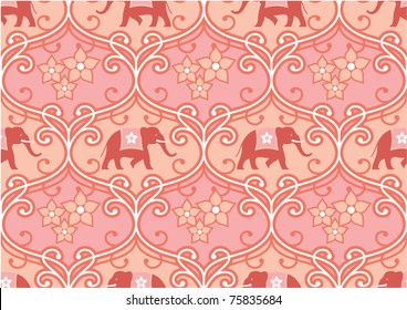 Vector Indian (Hindu) Seamless Tile with Elephant