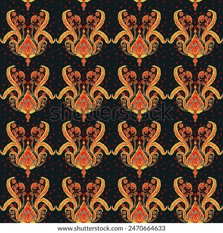 Vector Indian illustration for textile print, elegant patterns with mandala elements, peacock feathers and flowers, bright and rich colors inspired by traditional Indian motifs