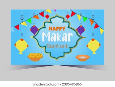 vector indian makar sankranti festival and web banner template