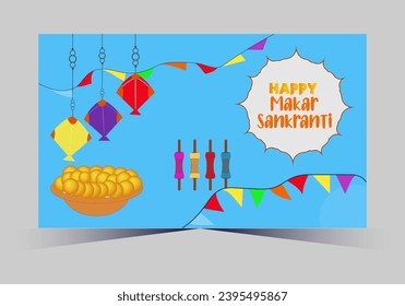 vector indian makar sankranti festival and web banner template